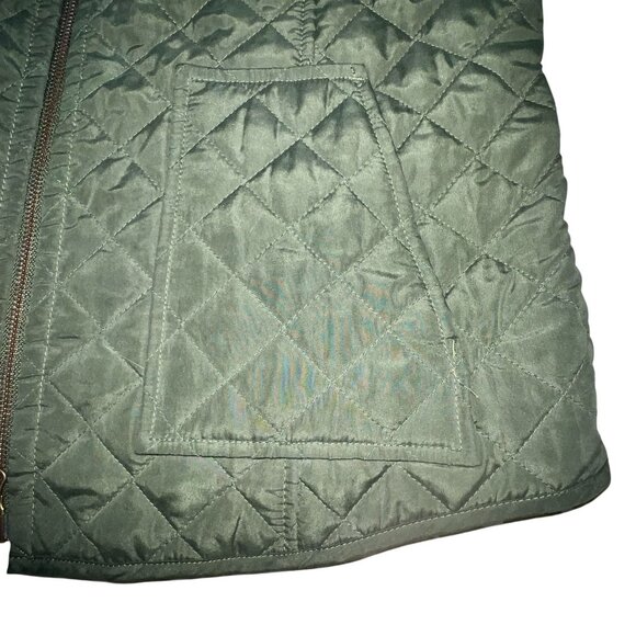 J. Jill Heritage Quilted Vest Green w/Chartreuse Lining  Outerwear Womens Size L - Picture 4 of 9